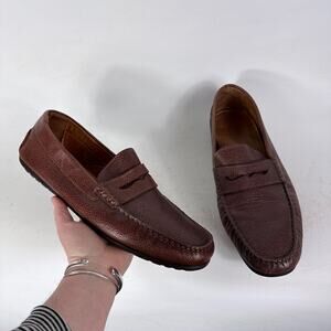 Massimo Dutti Penny Loafers Men's 11 Dark Brown Leather Comfort Slip On Moccasin